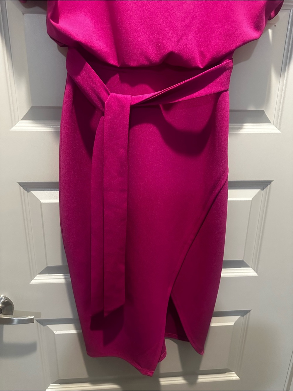Kensie Magenta Tie-Waist Midi Dress - Picture 3 of 6